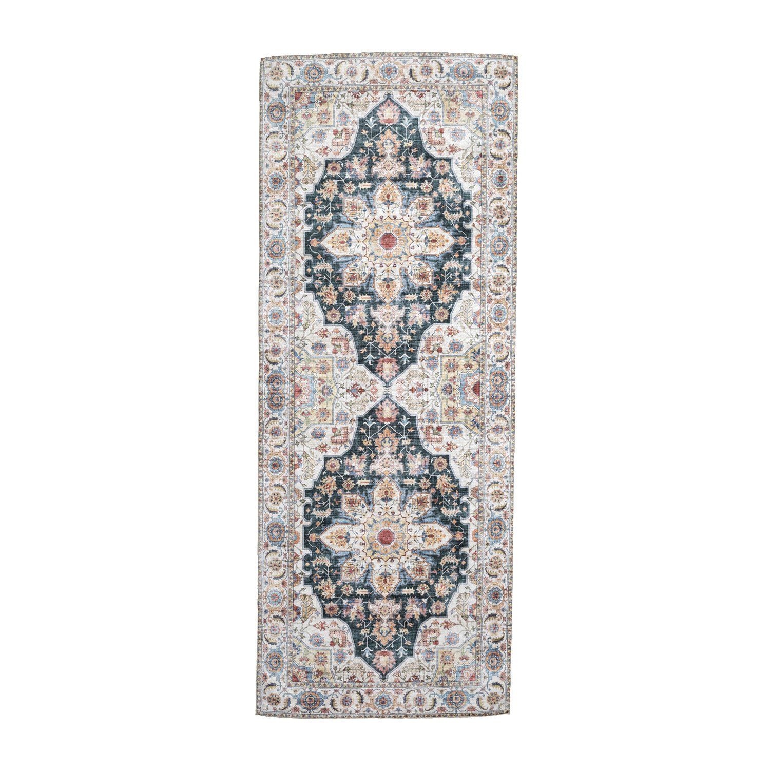 Waschbarer Läufer - Domingo Mandala Dunkelgrün - sfeer