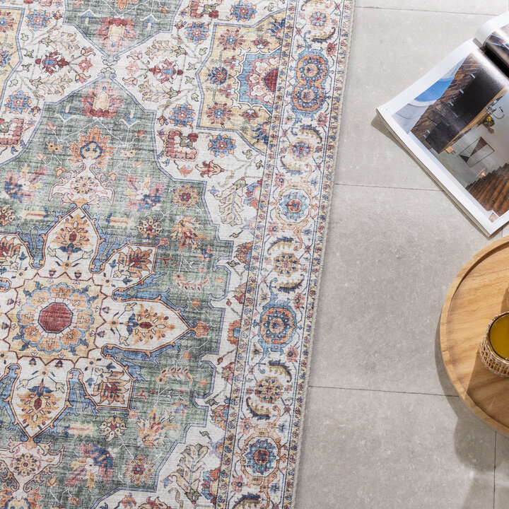 Waschbarer Läufer - Domingo Mandala Olivgrün