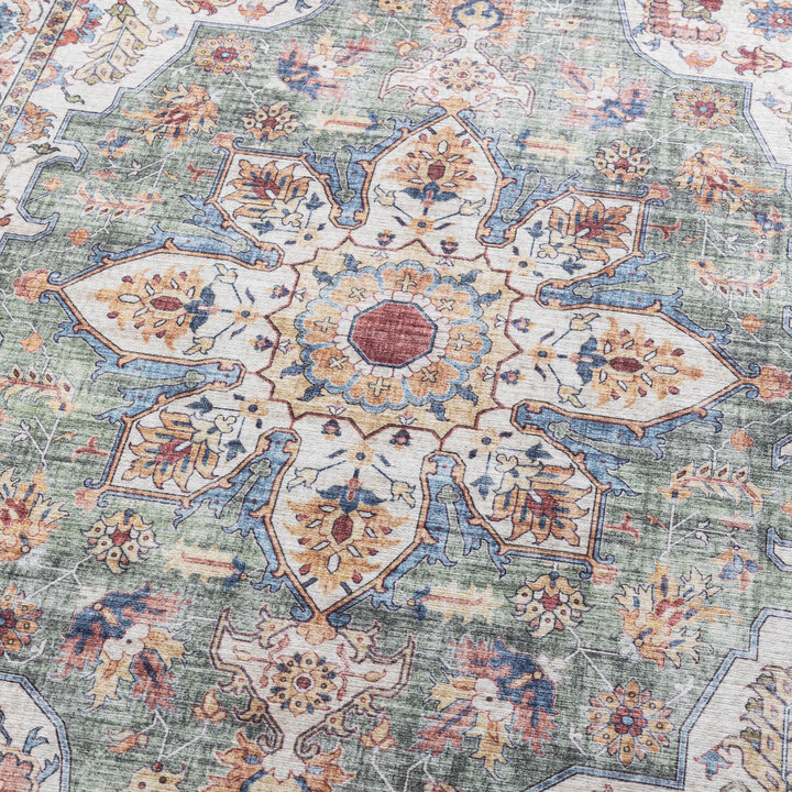 Waschbarer Läufer - Domingo Mandala Olivgrün