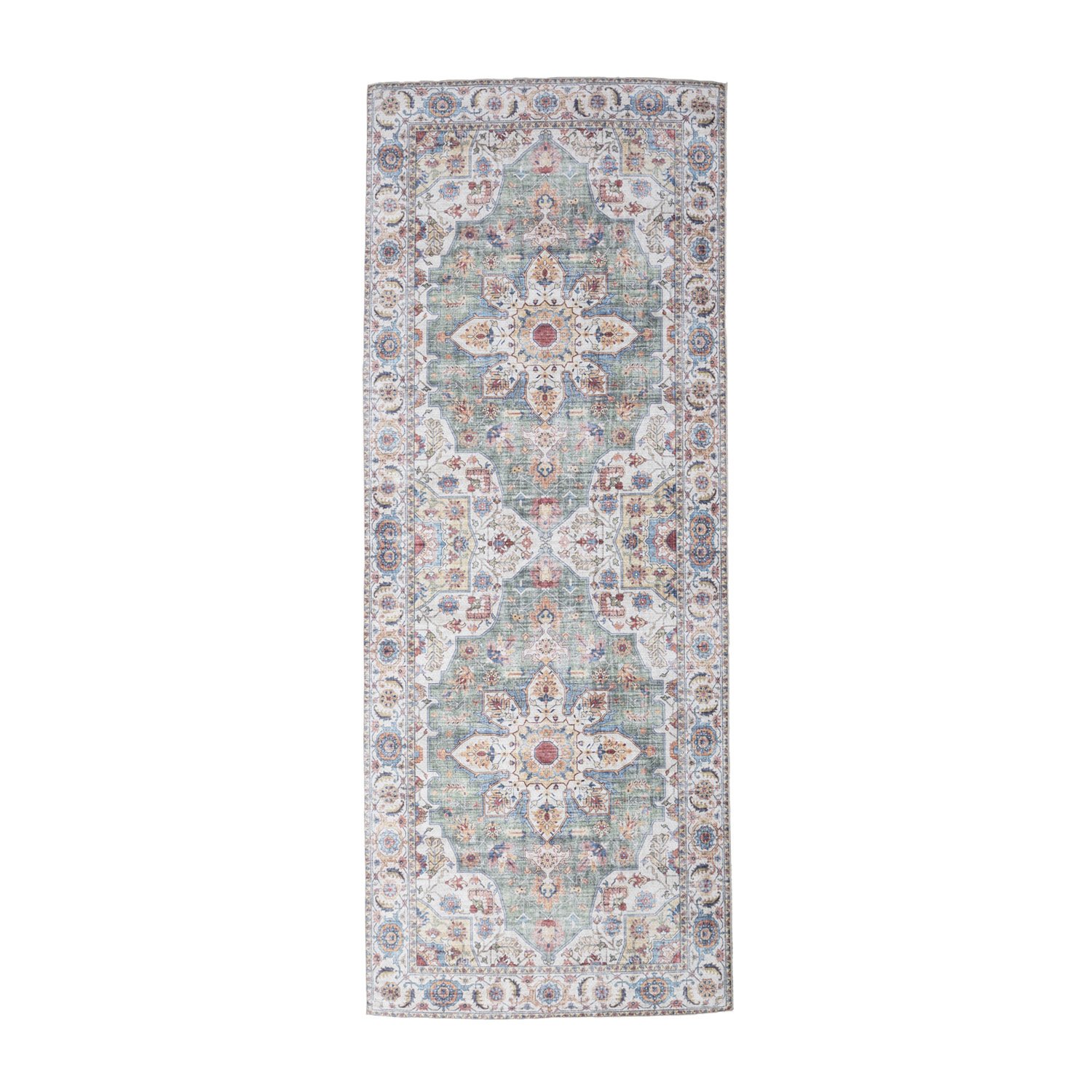 Waschbarer Läufer - Domingo Mandala Olivgrün - sfeer