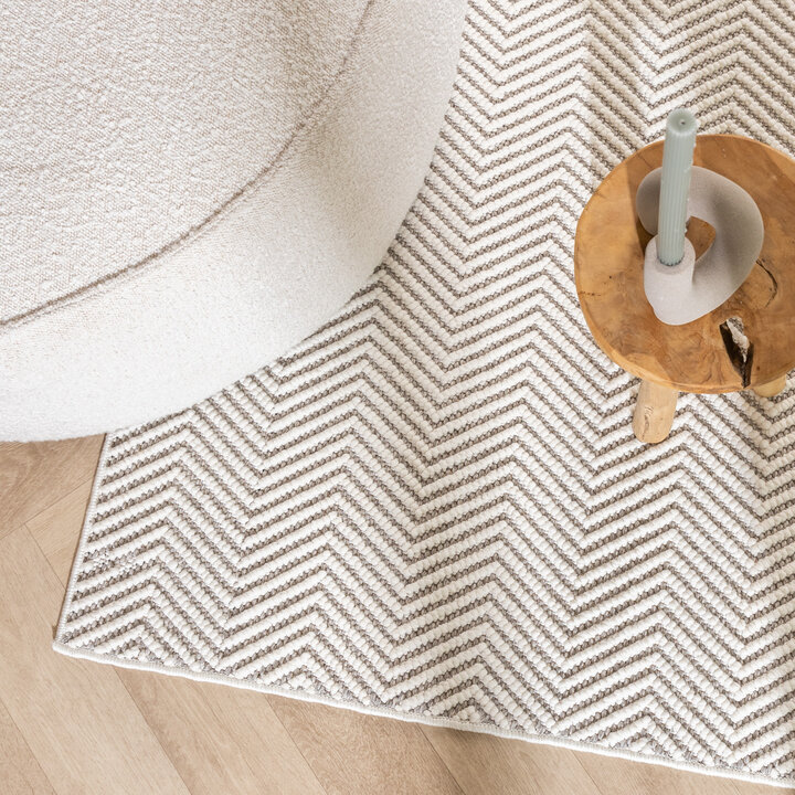 Nachhaltiger Teppich - Lorre Lines Creme Grau 