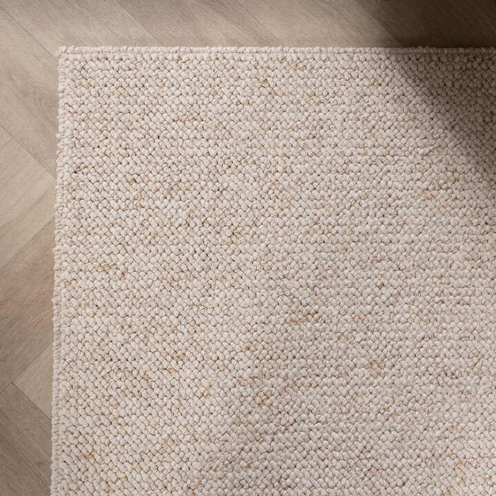 Waschbarer Wollteppich - Bruno Creme Weiß