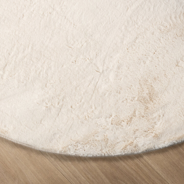 Flauschiger Teppich Rund - Cozy Creme