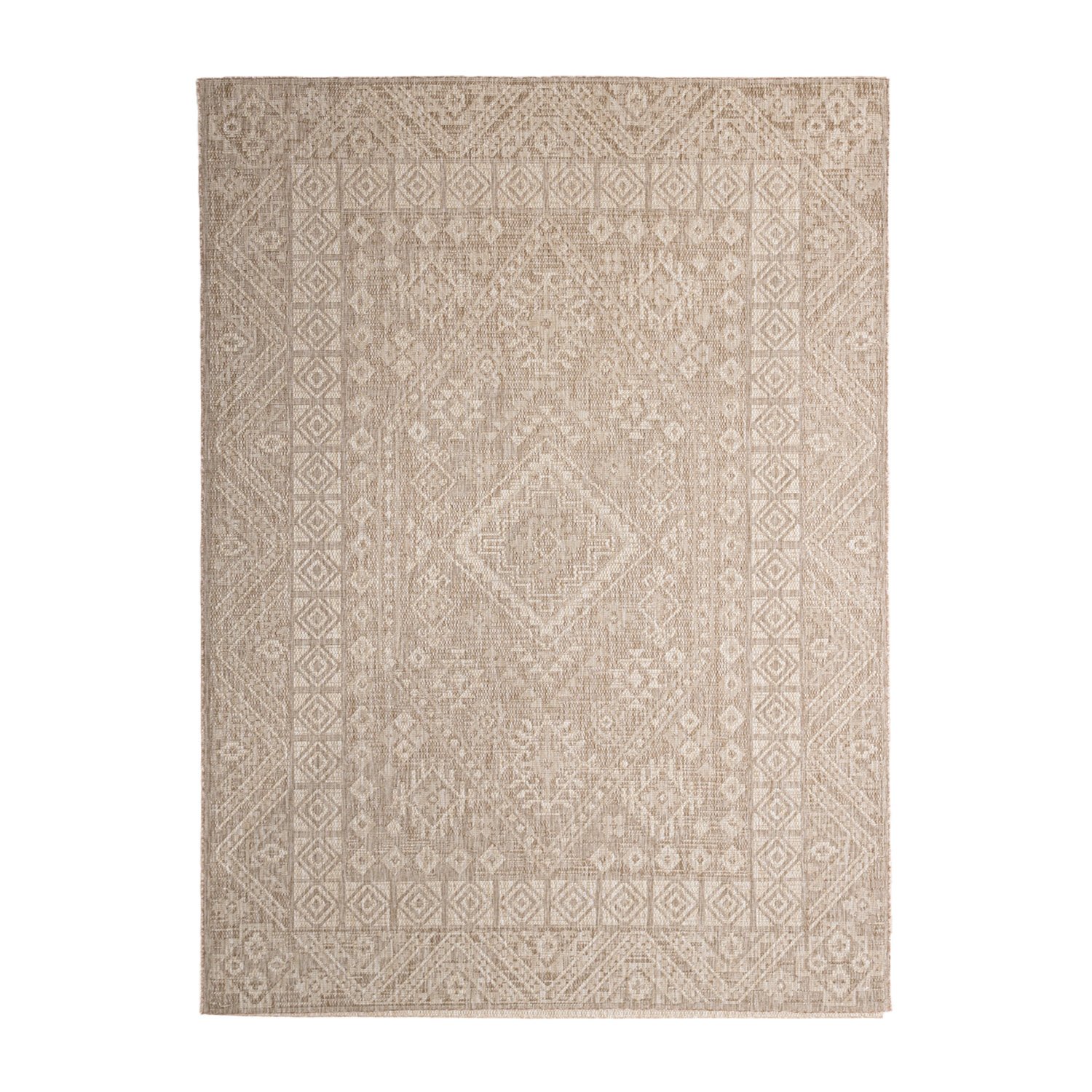 In- & Outdoor Jute Teppich - Atlas Aztec Braun Creme - sfeer