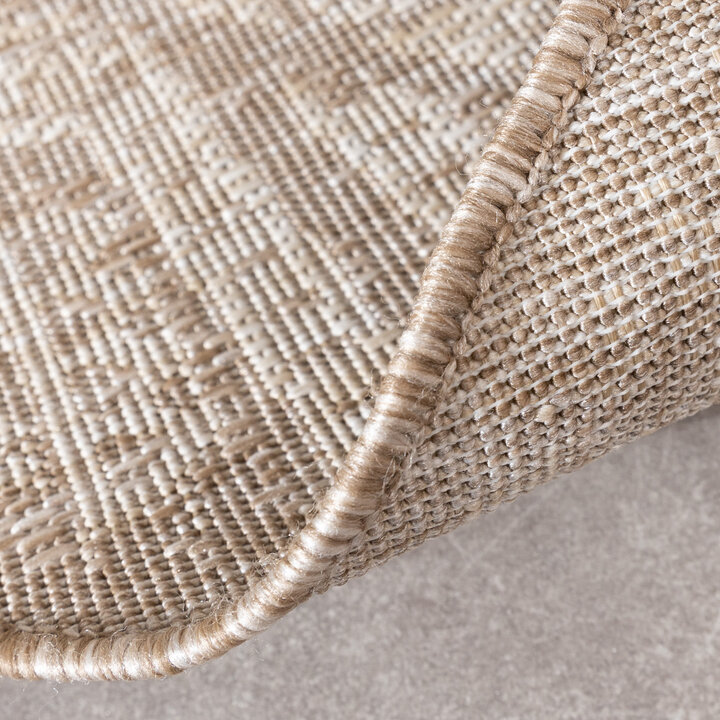In- & Outdoor Jute Teppich Rund - Atlas Aztec Braun Creme