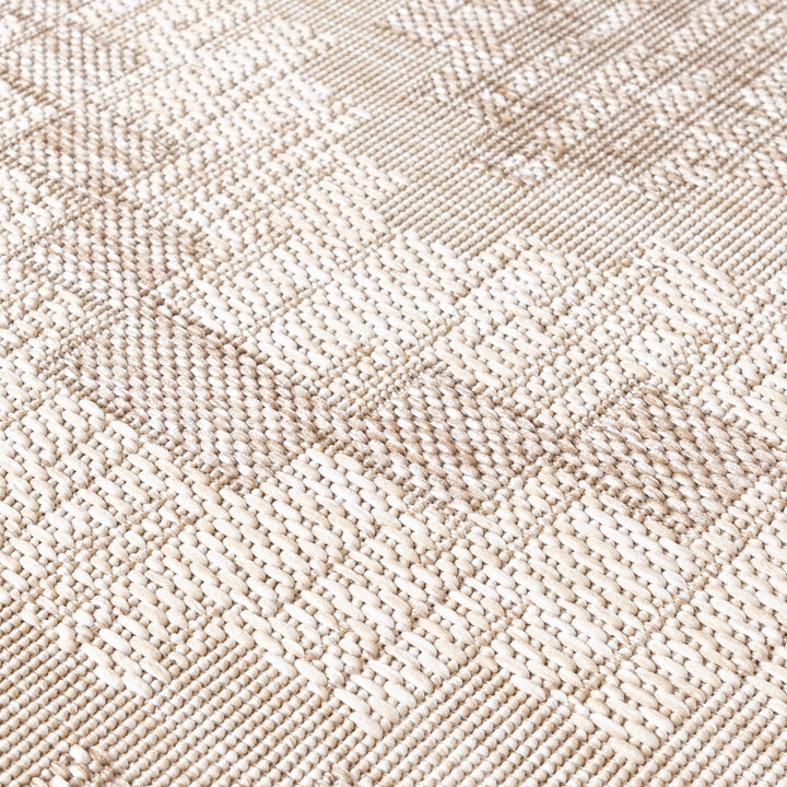 In- & Outdoor Jute Teppich Rund - Atlas Diamond Braun Creme