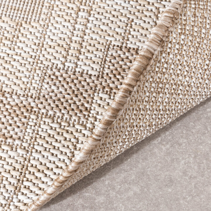 In- & Outdoor Jute Teppich Rund - Atlas Diamond Braun Creme
