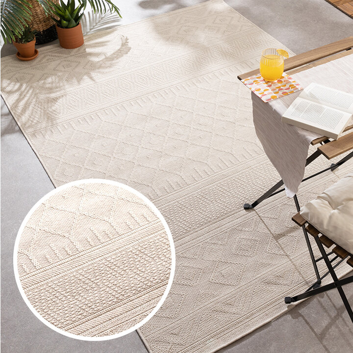 In- & Outdoor Teppich - Dunes Geo Creme