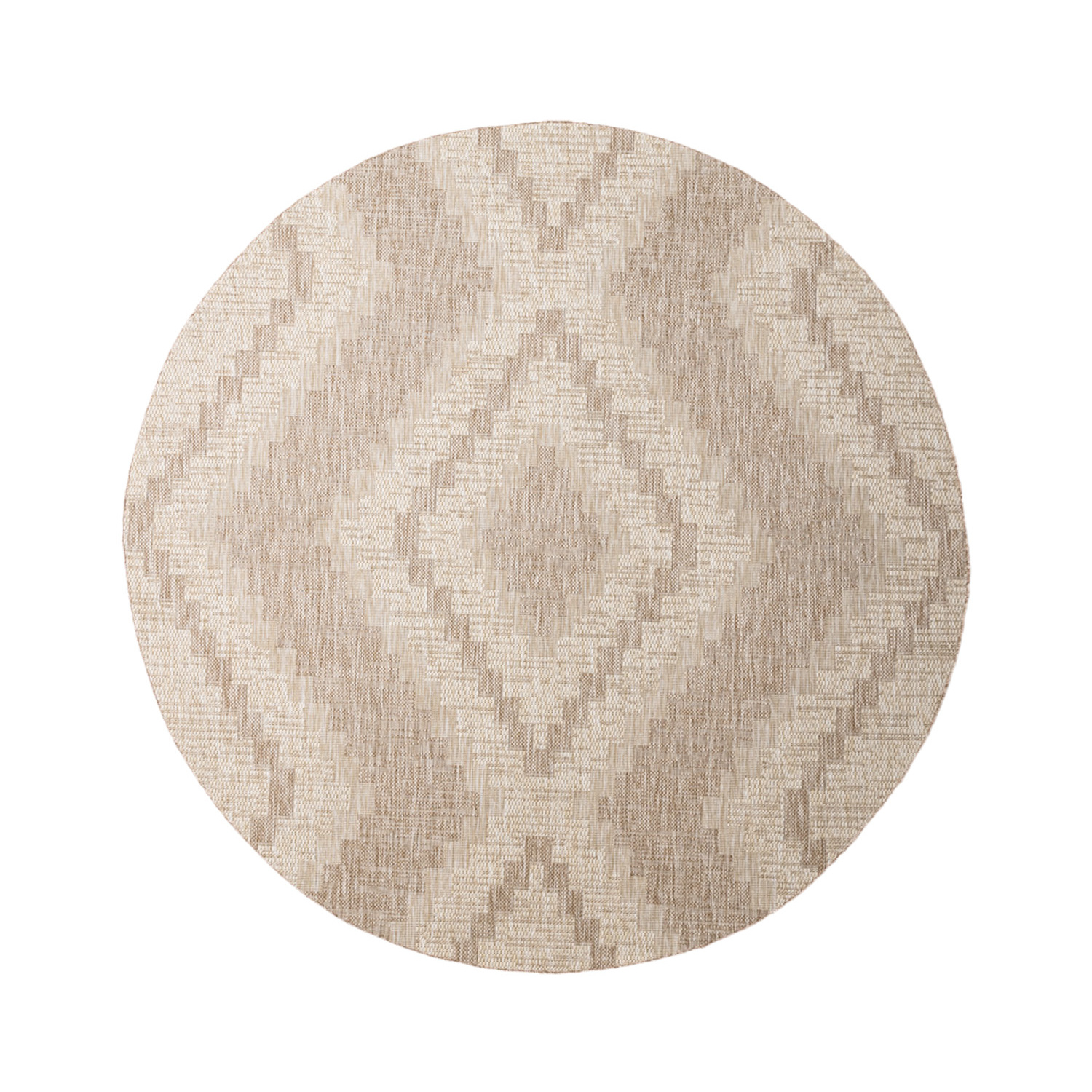 In- & Outdoor Jute Teppich Rund - Atlas Diamond Braun Creme - sfeer