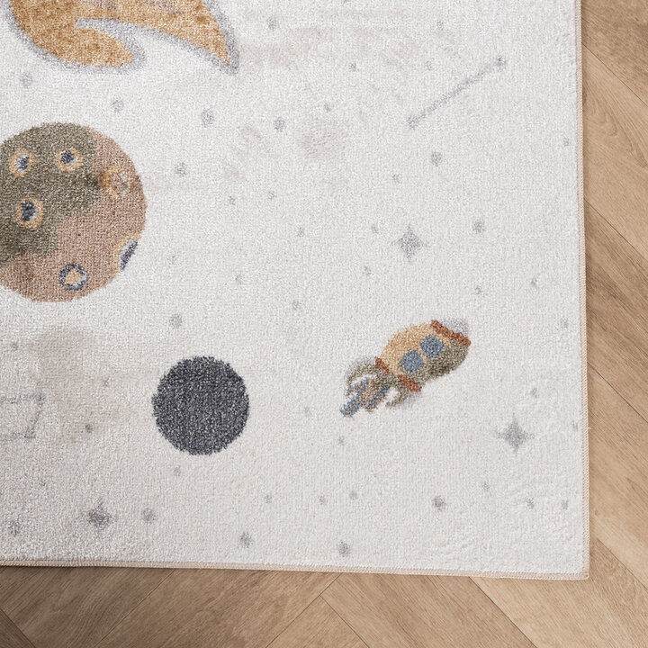 Waschbarer Kinderteppich - Mace Rocket Creme