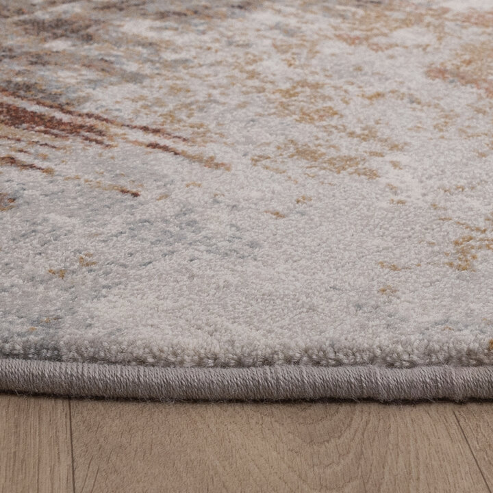 Teppich Abstrakt Rund - Xavier Scratch Taupe Rot