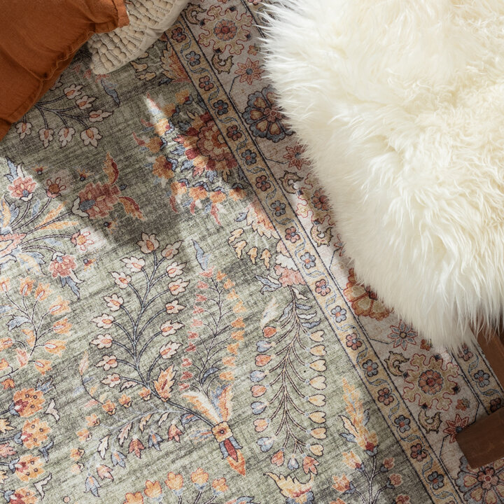 Vintage Gartenteppich - Santo Flora Olivgrün