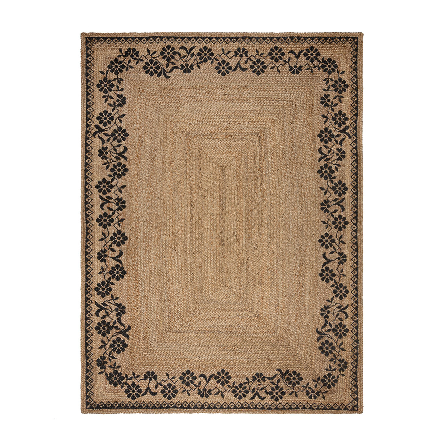 Jute Teppich - Marino Floral Beige - sfeer
