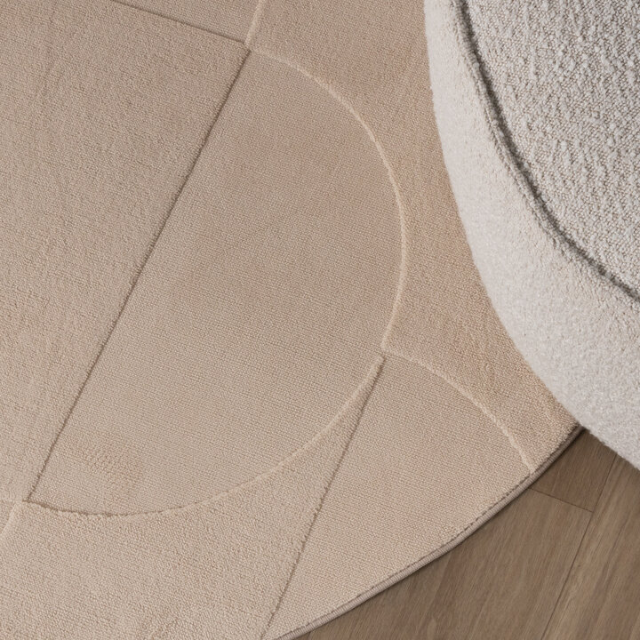 Runder Teppich Wohnzimmer - Charm Circles Beige
