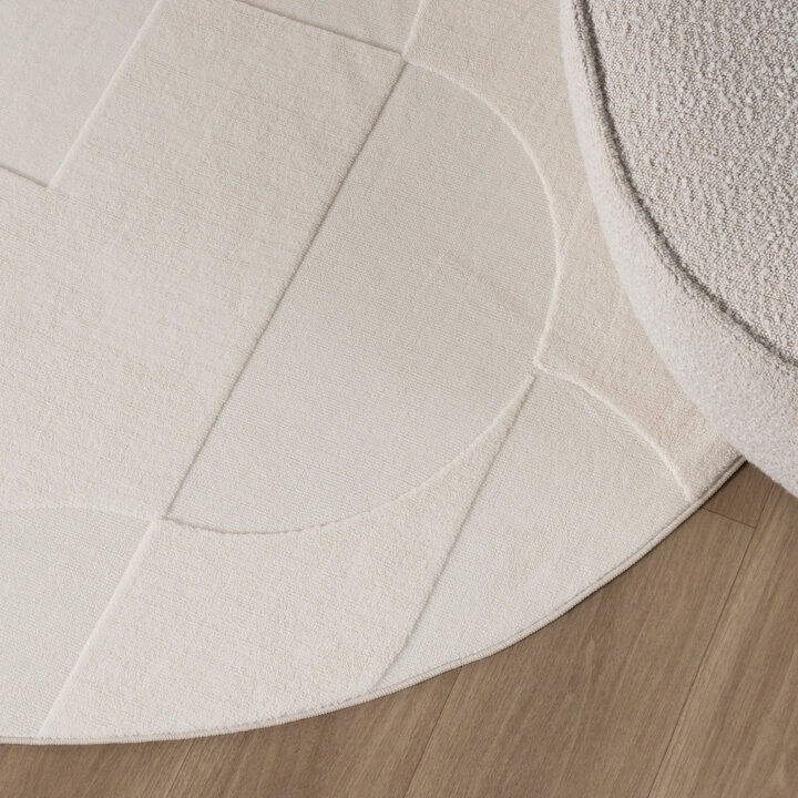 Runder Teppich Wohnzimmer - Charm Circles Weiß