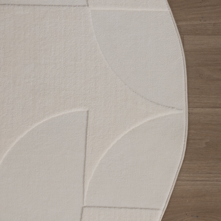 Runder Teppich Wohnzimmer - Charm Circles Weiß