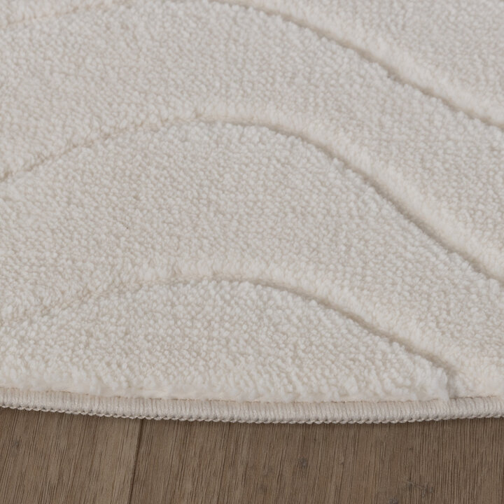 Runder Teppich Wohnzimmer - Charm Waves Weiß