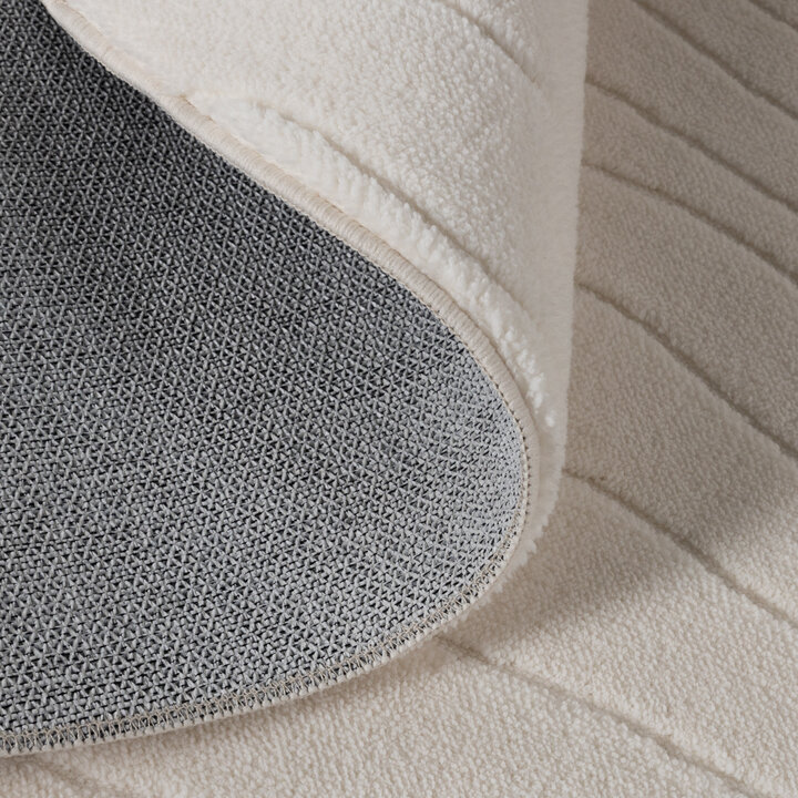 Runder Teppich Wohnzimmer - Charm Waves Weiß