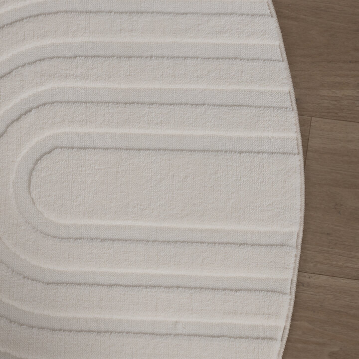 Runder Teppich Wohnzimmer - Charm Curves Weiß