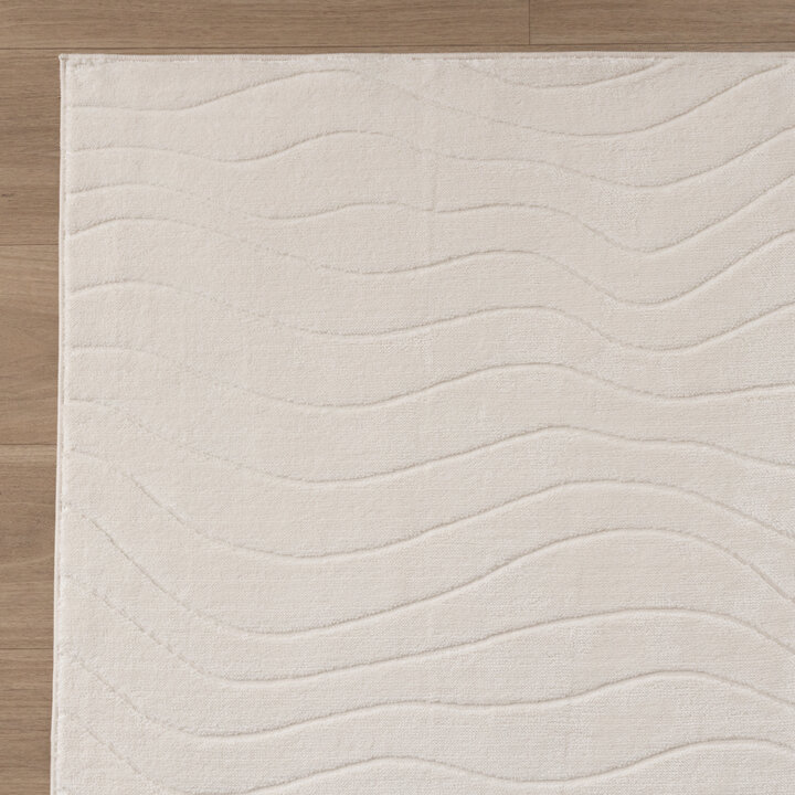 Teppich Wohnzimmer - Charm Waves Weiß