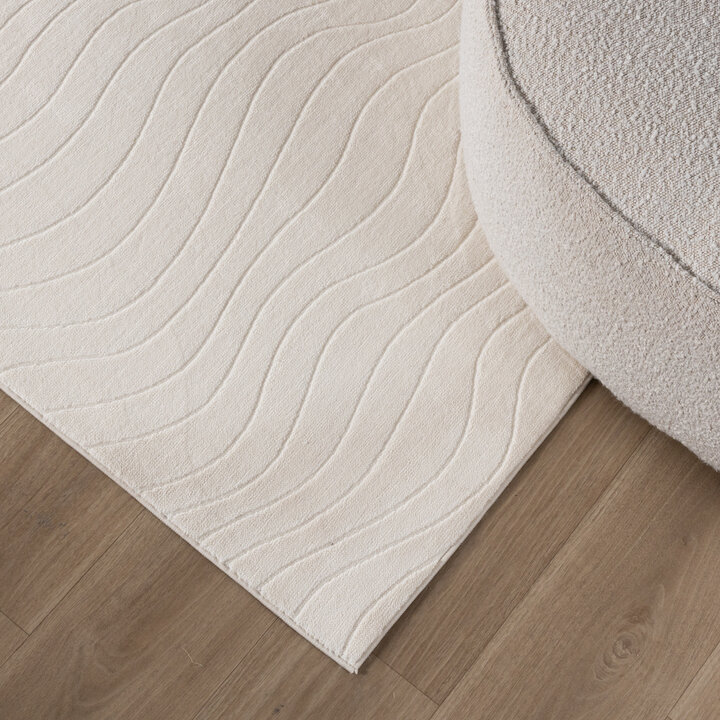 Teppich Wohnzimmer - Charm Waves Weiß