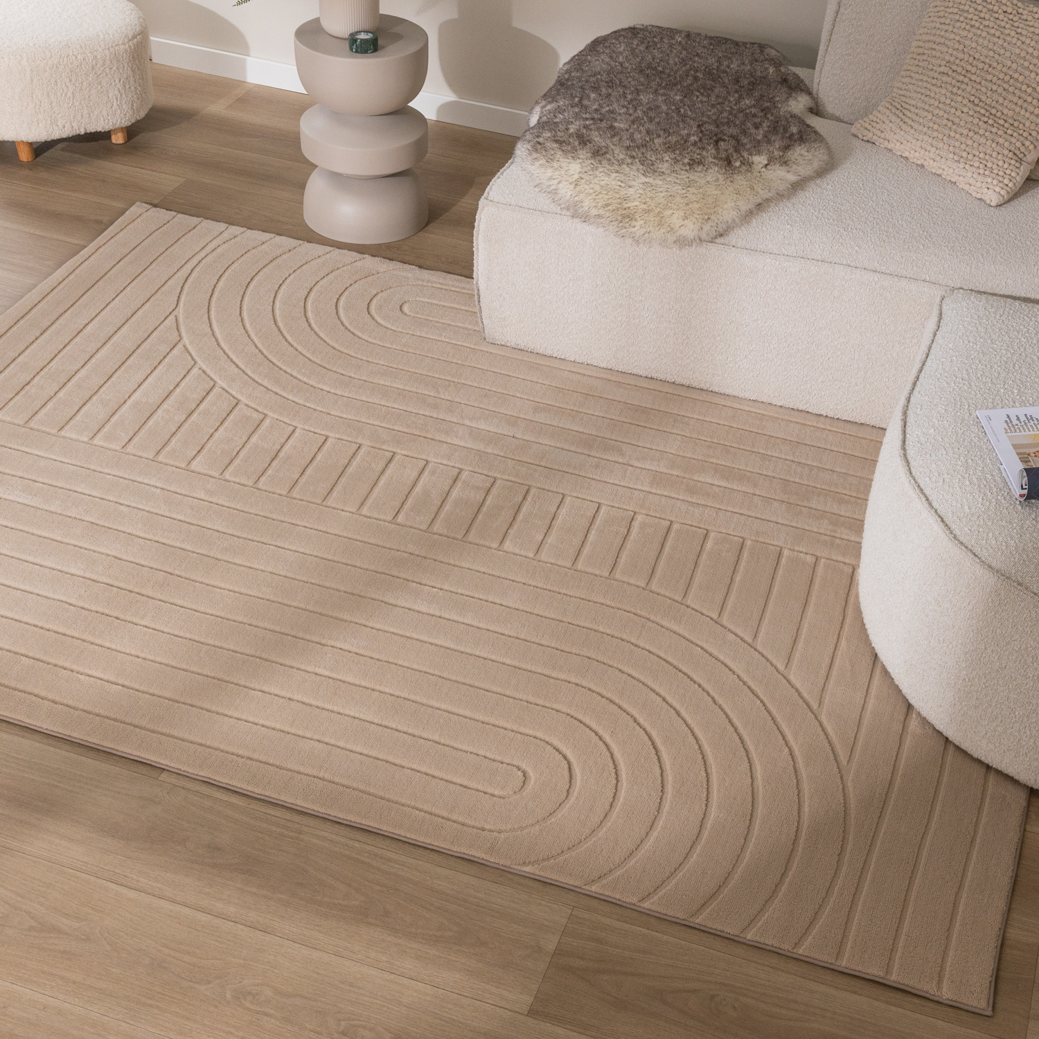 Teppich Wohnzimmer - Charm Arches Beige