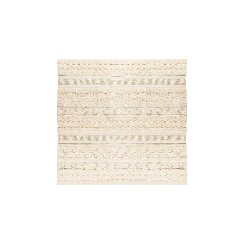 Quadratischer Boho Teppich - Basai 125 Beige - sfeer