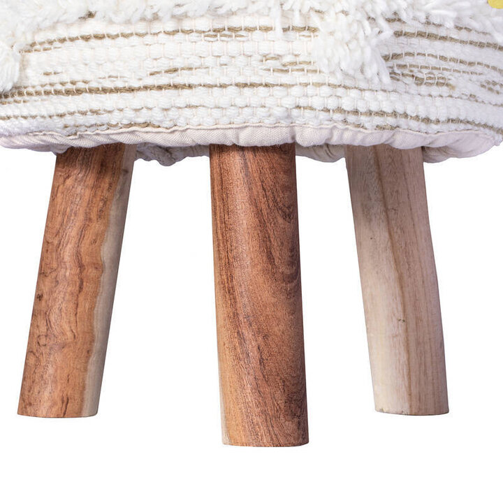 Boho Hocker - Basai 425 Creme Grün