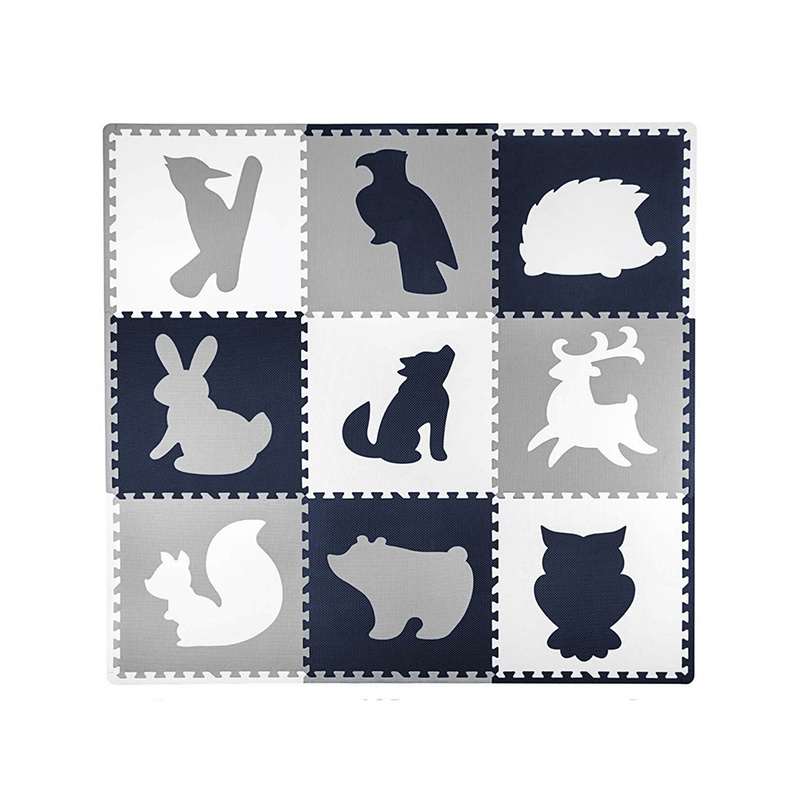 XL Foam Puzzlematte - Lio Wald Dunkelblau Weiß - sfeer