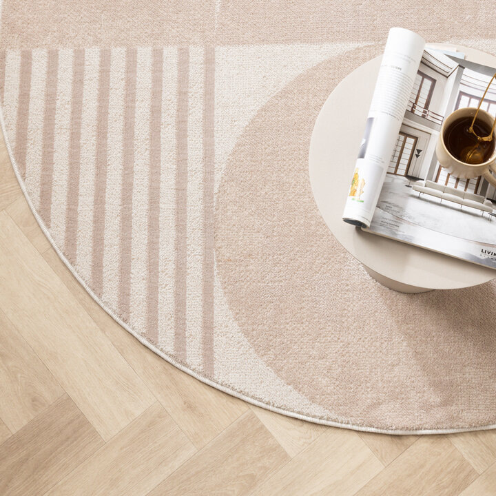 Skandinavischer Teppich Rund - Aurora Circles Beige