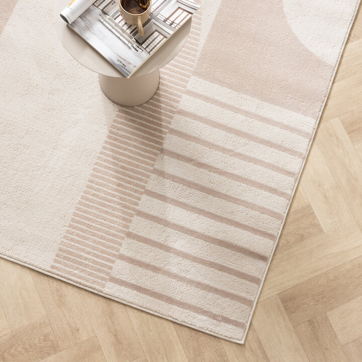 Skandinavischer Teppich - Aurora Shapes Beige