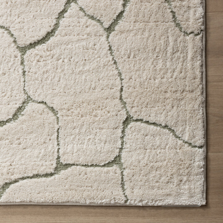Teppich Wohnzimmer - Yune Stone Creme Grün