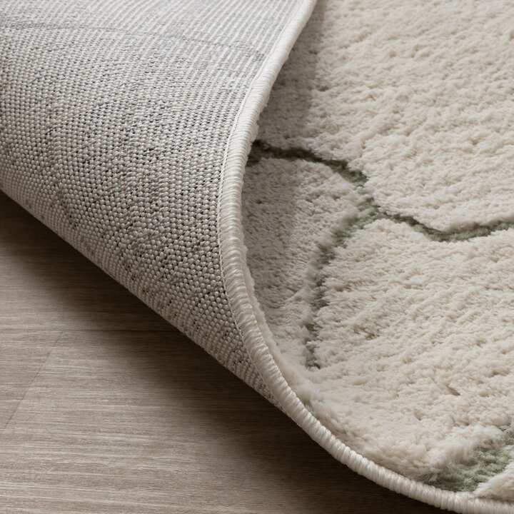 Teppich Wohnzimmer - Yune Stone Creme Grün