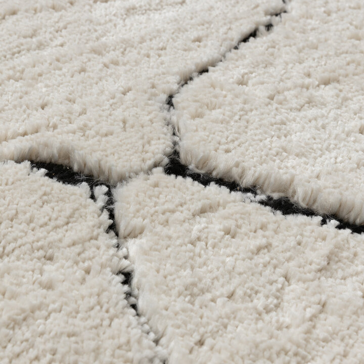 Teppich Wohnzimmer - Yune Stone Creme Schwarz