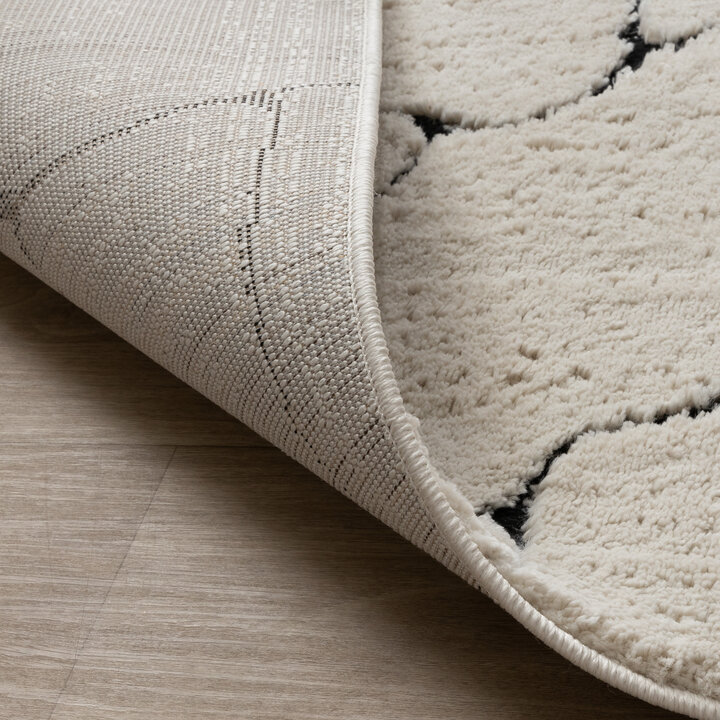 Teppich Wohnzimmer - Yune Stone Creme Schwarz