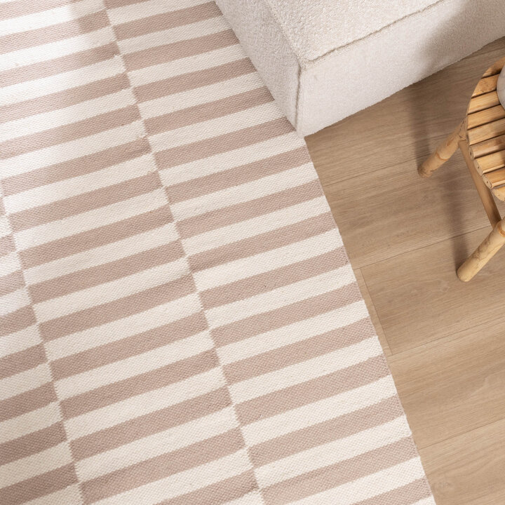 Baumwollteppich - Dazzle Blocks Beige Weiß