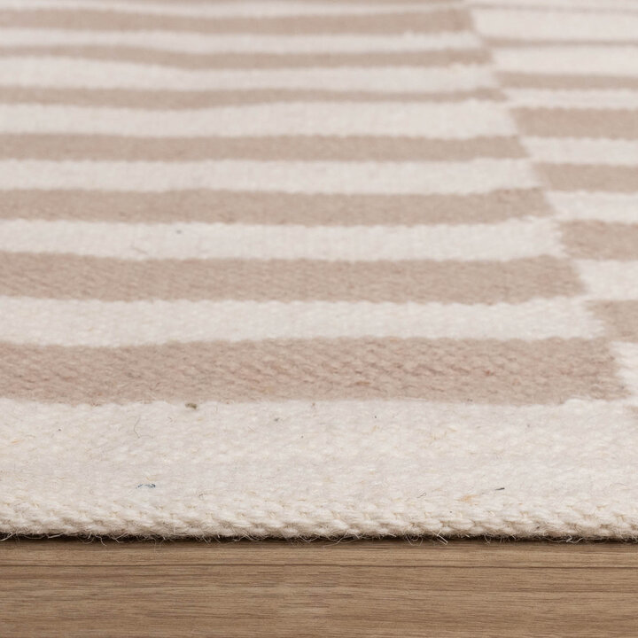 Baumwollteppich - Dazzle Blocks Beige Weiß