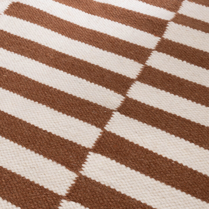 Baumwollteppich - Dazzle Blocks Braun Weiß