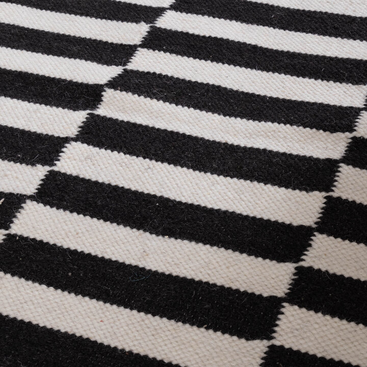 Baumwollteppich - Dazzle Blocks Schwarz Weiß