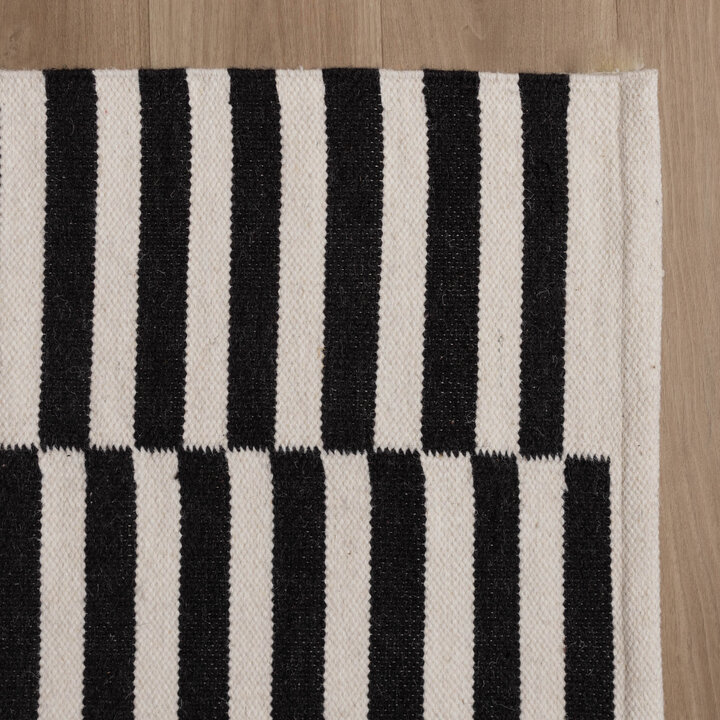 Baumwollteppich - Dazzle Blocks Schwarz Weiß