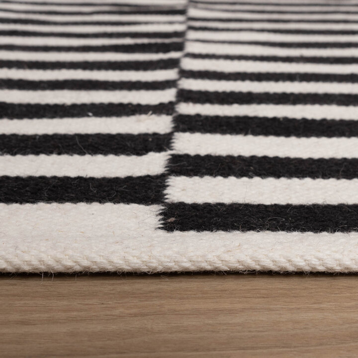 Baumwollteppich - Dazzle Blocks Schwarz Weiß