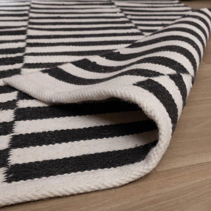 Baumwollteppich - Dazzle Blocks Schwarz Weiß