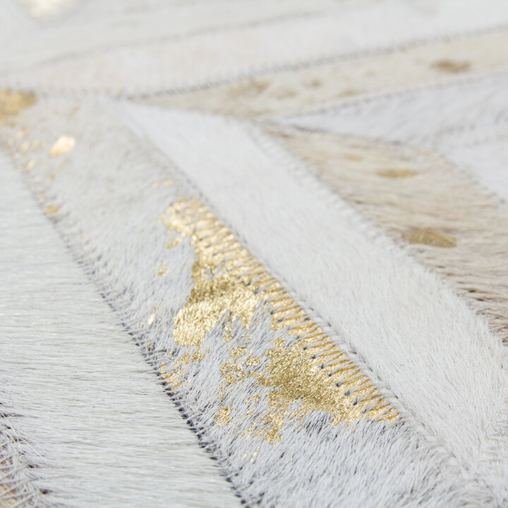 Leder Teppich - Soul Elfenbein Gold 410