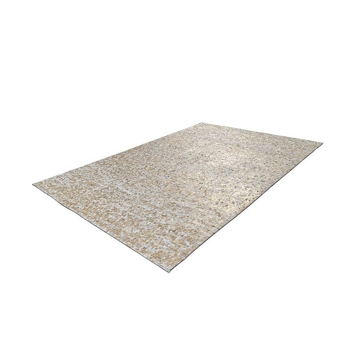 Teppich Patchwork Leder - Filz Beige Gold 100 