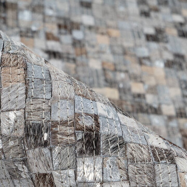 Teppich Patchwork Leder - Filz Grau Silber 100 