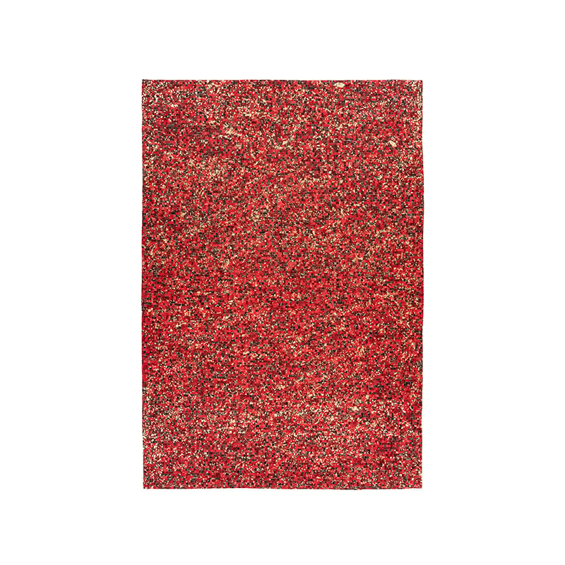 Teppich Patchwork Leder - Filz Rot Gold 100 - sfeer