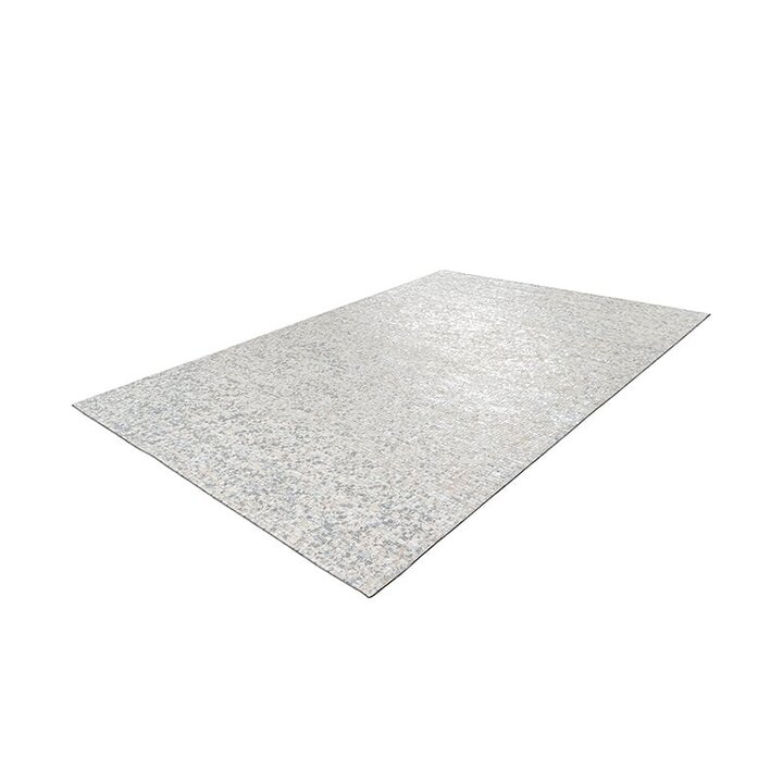 Teppich Patchwork Leder - Filz Weiß Silber 100 