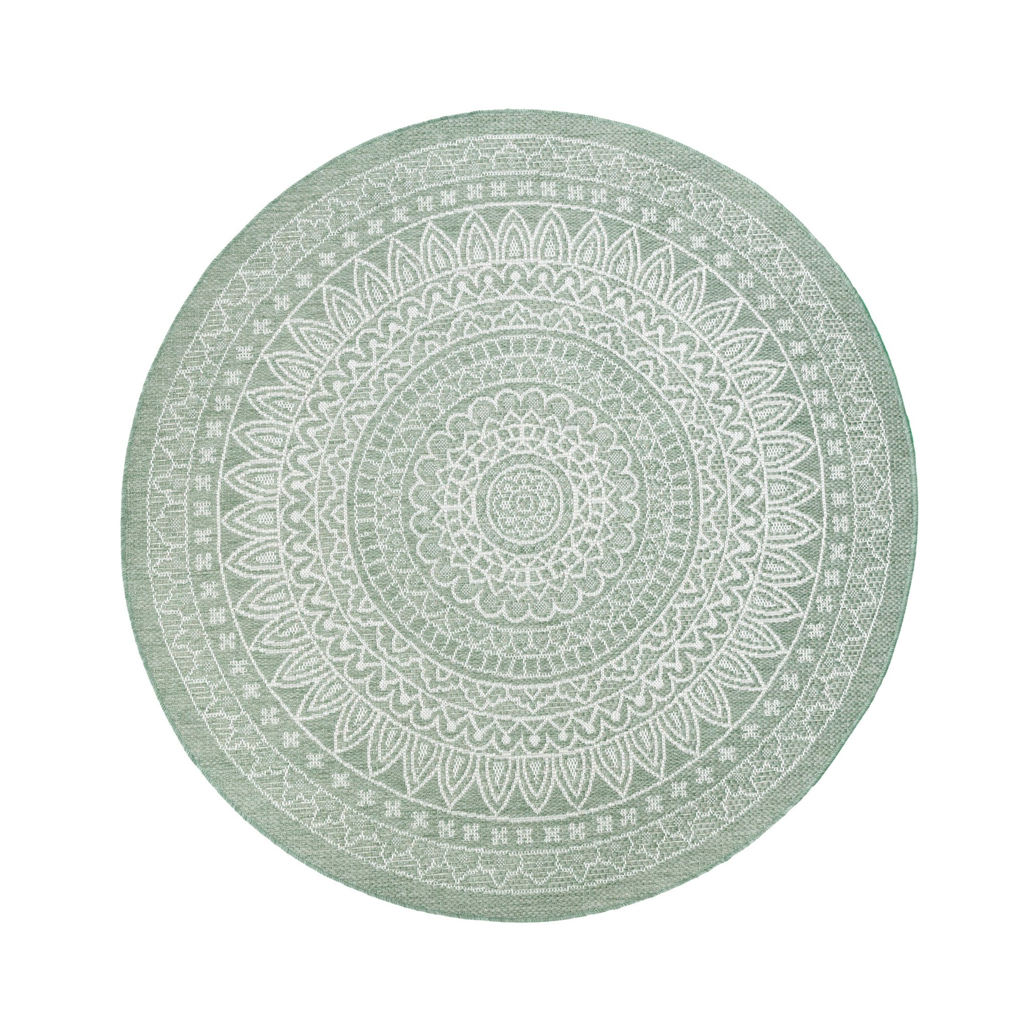 In- & Outdoor Teppich Rund - Summer Azteca Grün - sfeer