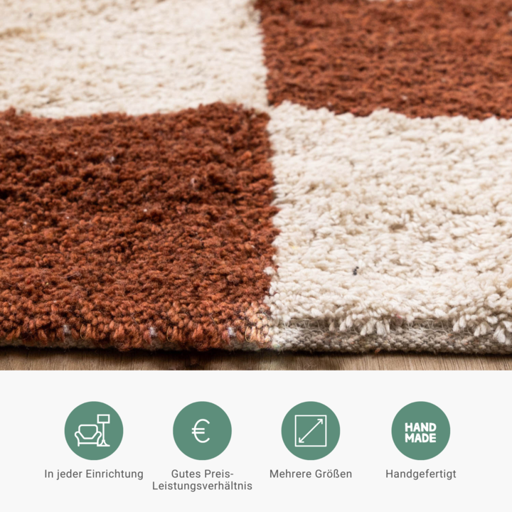 Retro Teppich - Gambit Braun Weiß 