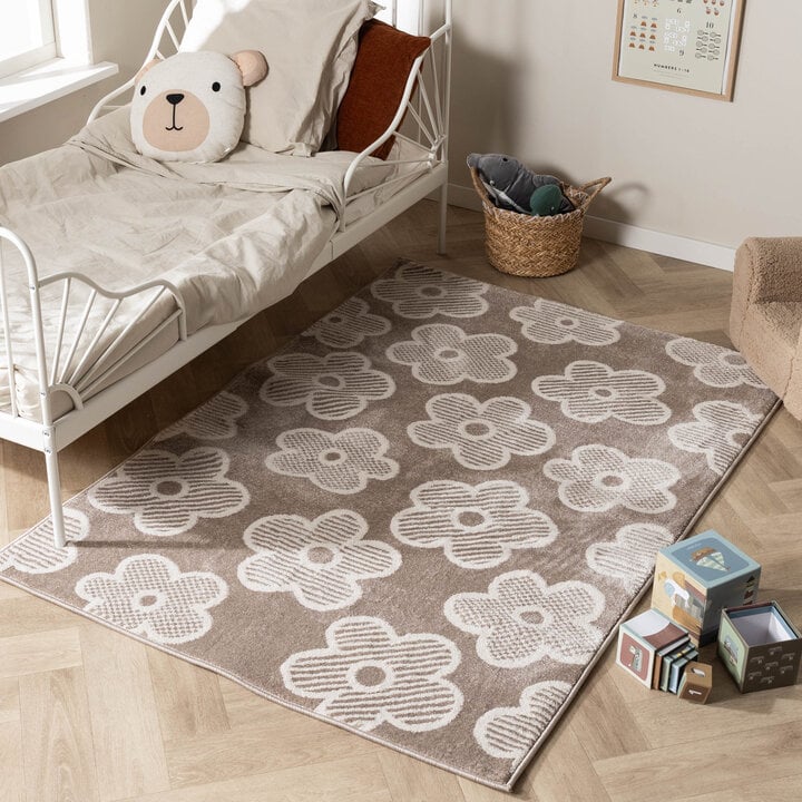 Teppich Kinderzimmer - Bowie Blume Taupe